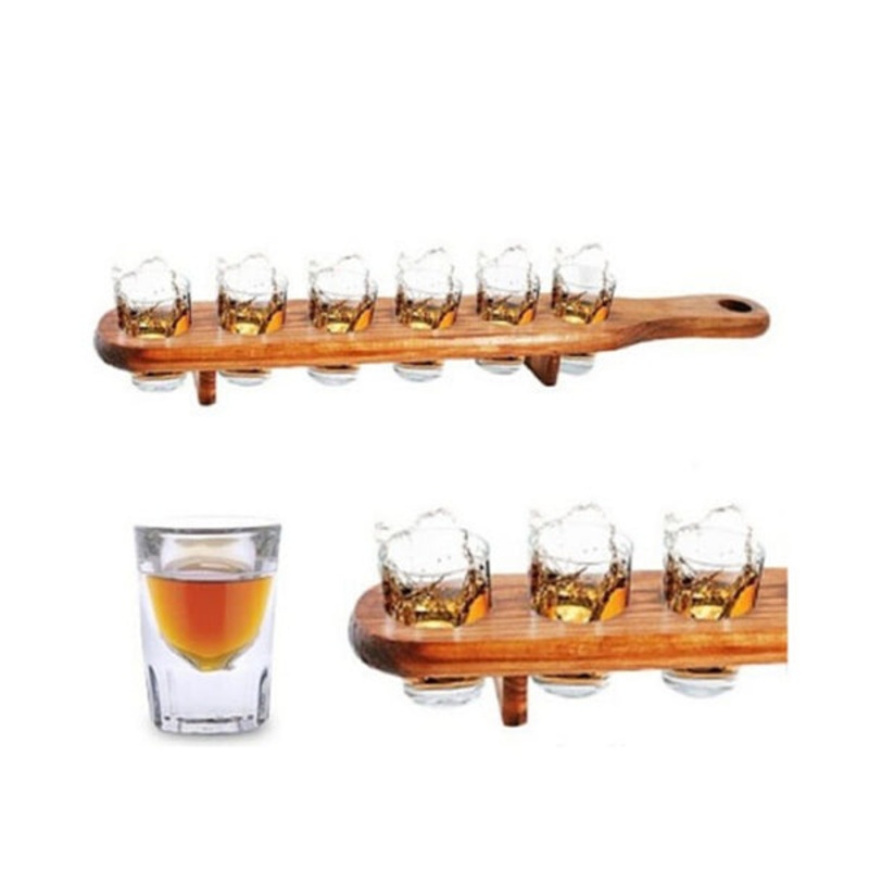 Six Shot Set, Wooden Serving Plank –  94388