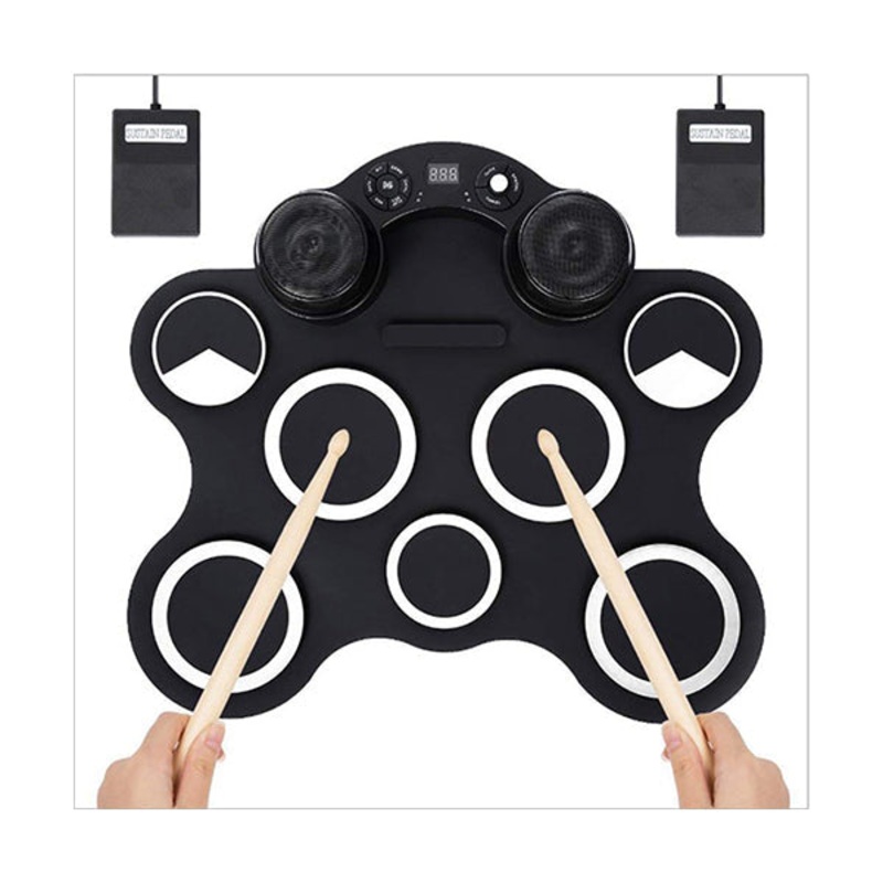 Digital Electronic 9 Pads Drum Set Compact Size Roll-Up Silicon Drum Set with Drumsticks Waterproof – M439