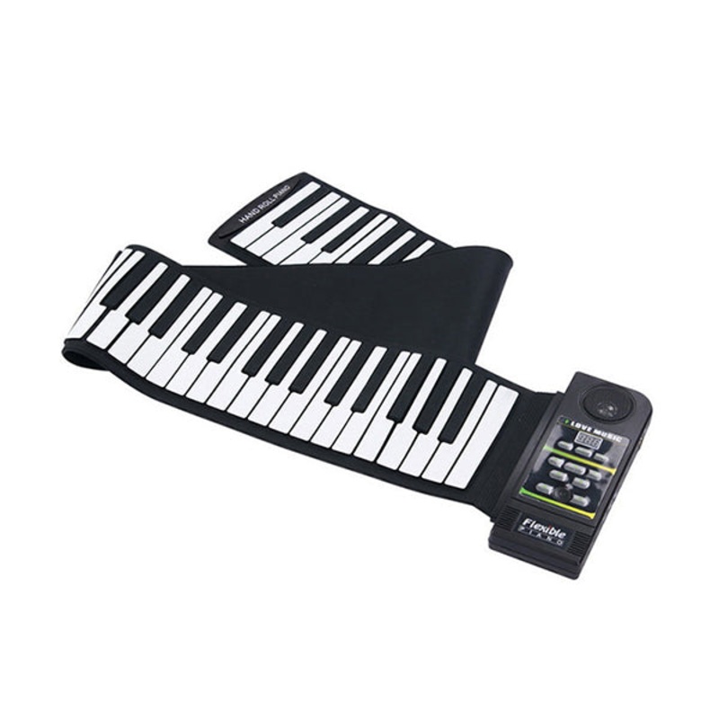 Flexible Roll-Up Keyboard Piano Portable Foldable Silicone Piano 61 Key with Speaker – M410