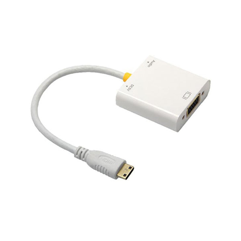 Mini HDMI to VGA Male to Female Converter for Notebooks, Tablets, Cameras, Camcorders, and more with Audio and Power – G190