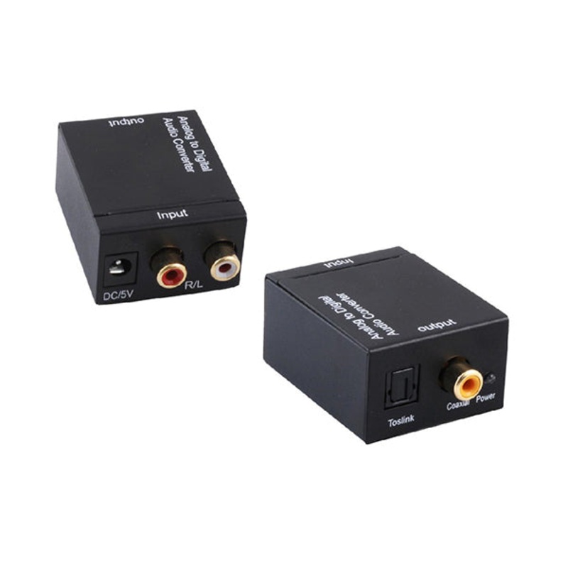 R/L to Toslink Adapter Analog to Digital Converter with Optical Cable for PS3 XBox HD DVD PS4 Home Cinema Systems AV Amps Apple TV – G223