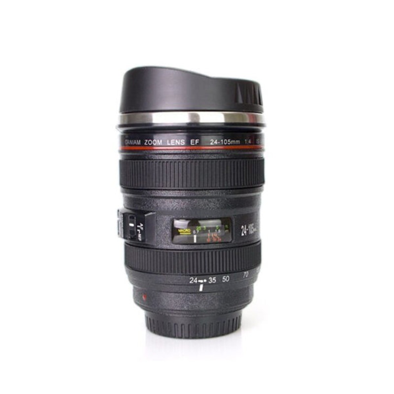 Self Stirring Camera Lens Thermos Coffee Mug with Lid –  91701