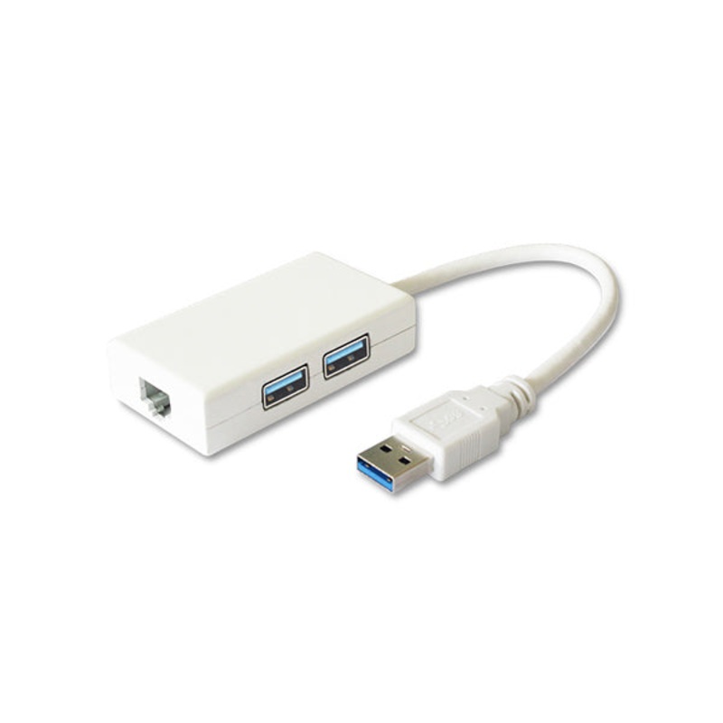USB to Ethernet Network 2-in-1 Adapter USB 3.0 to RJ45 Male to Female with 2 Port USB Hub – G184