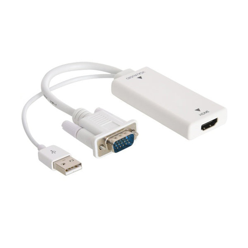 VGA to HDMI Male to Female Converter for Computer, Desktop, Laptop, PC, Monitor, Projector, and more with Audio and Power – G167A