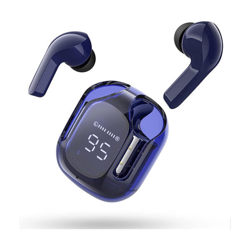 ACEFAST Superior Clear Sound Wireless Earbuds, Bluetooth Headphones with ENC Noise Canceling Translucent Earphones, HiFi Dual Stereo Microphone Mini in-Ear Earbuds Touch Control with Charging Case and LED Digital Display