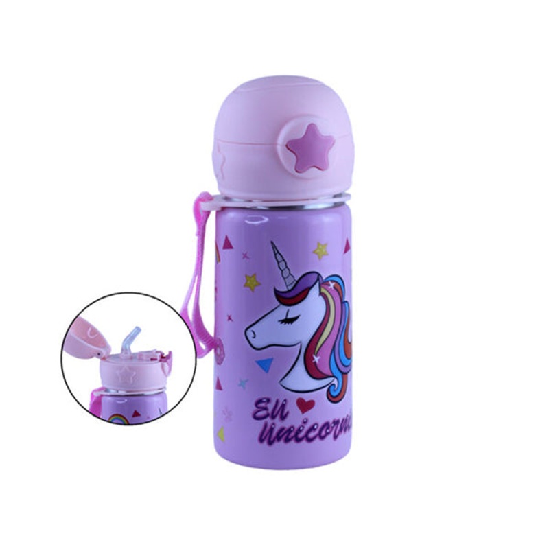 School and Sports Aluminum Water Bottle 500ml with Straw Lid – 11014