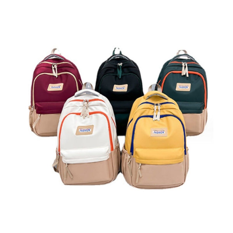 School Backpack – 11075|Black|Dark Red|Green|White|Yellow|Brand New