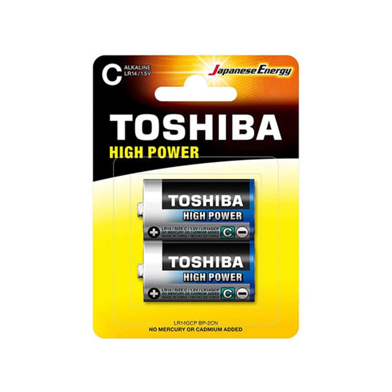 Toshiba Size C 1.5V High Power Alkaline Batteries 2 Pack LR14