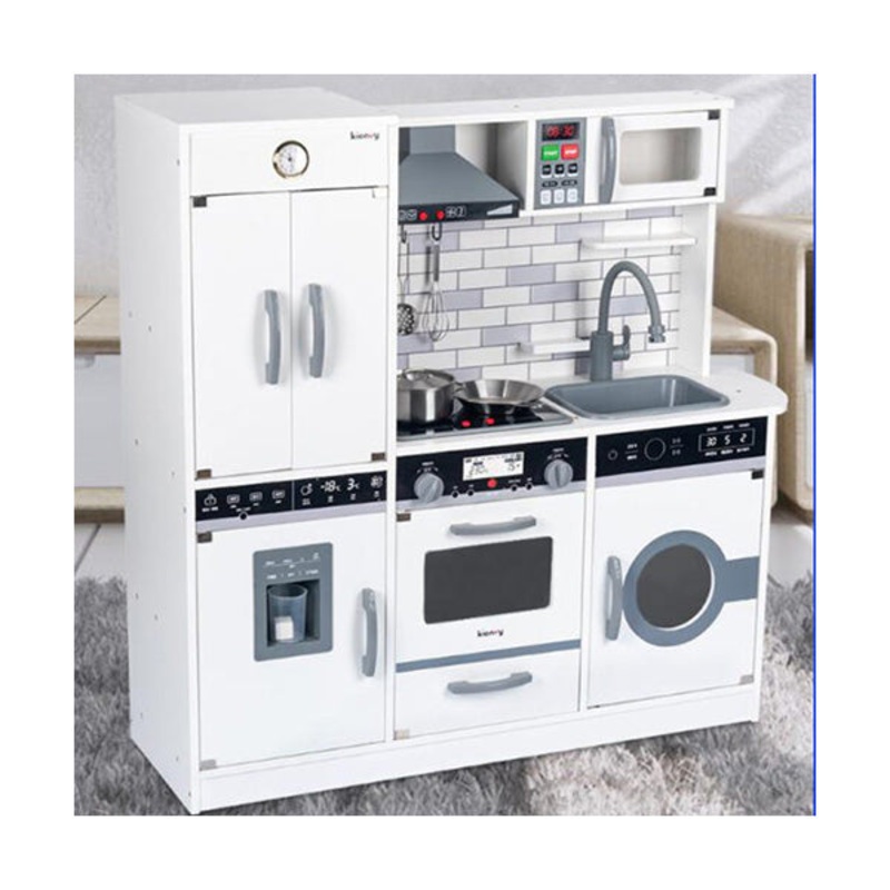 White Kitchen Toys Pretend Play Kids + Light Effects