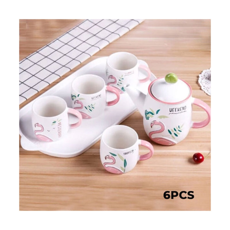 3D Flamingo Ceramic Tea Set – 93675
