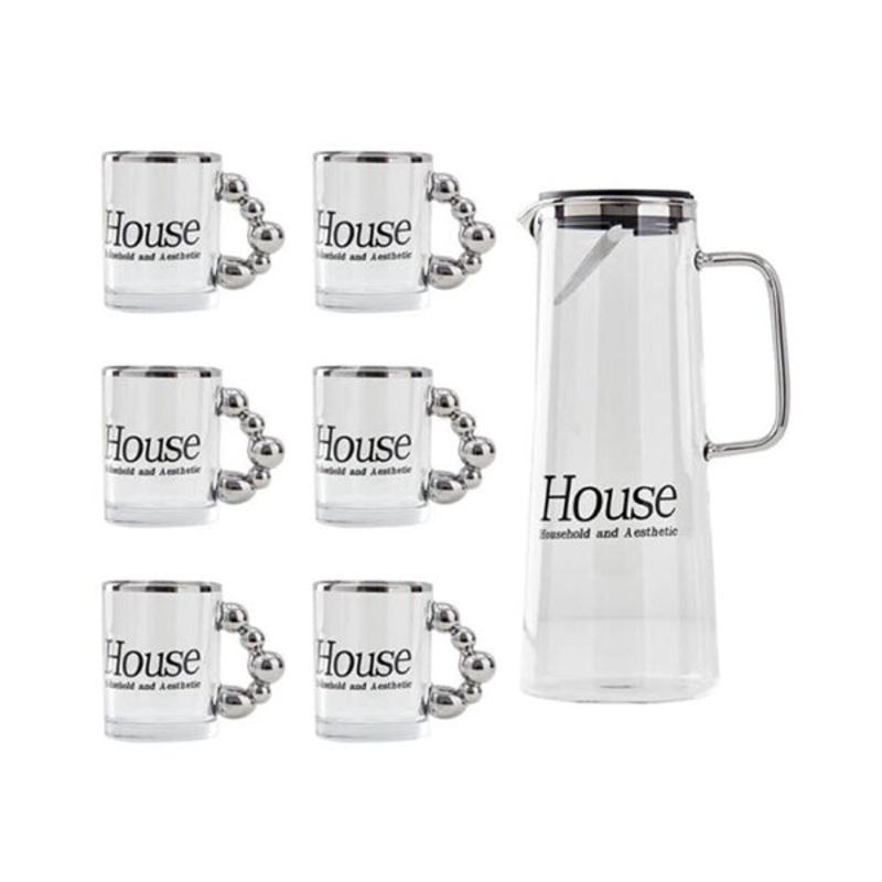 High-Quality Glass Kettle With Tray and 6 Cups – 10329
