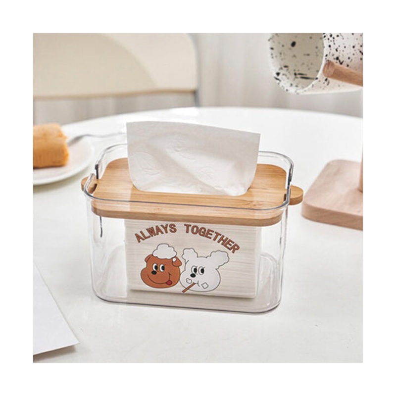 Pattern Transparent Tissue Box Facial Tissue Dispenser Box Cover Holder Smooth Surface Rectangle Napkin Organizer for Bathroom, Kitchen, and Office Room – 97982