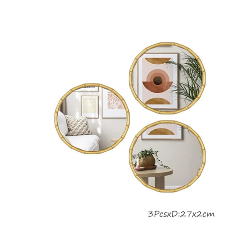 27cm Gold Mirror Wall Hanger Set of 3Pcs, HB-45-3 – 98663