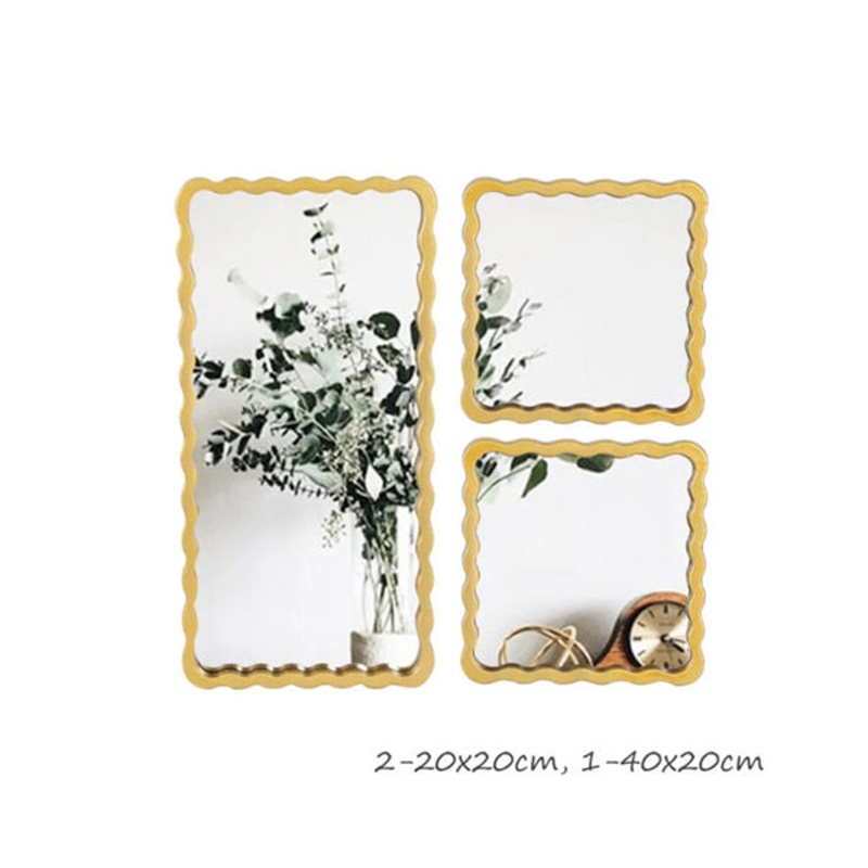 Gold Rectangle Bamboo Design Mirror Set of 3Pcs, HB-59-3 – 98665