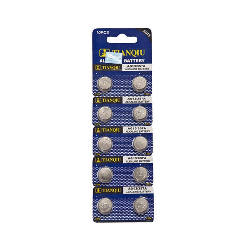 Tianqiu Alkaline Button Cell Battery 1.5 Volt for Watches, Cameras AG13 Pack of 10 – LR44 – B20pc