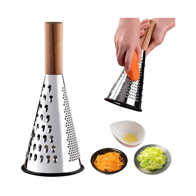 Wooden Handle Stainless Steel Grater Cone Shaped – 10228