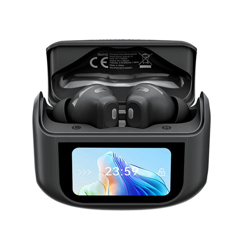 Blackview AirBuds 12 IPX7 Waterproof Bluetooth 5.4 TWS Earbuds, Advanced Active Noise Cancellation, Up to 28 Hours Play Time with Charging Case, Functional LED Touch Screen, Up to 28 Hours Play Time with Charging Case