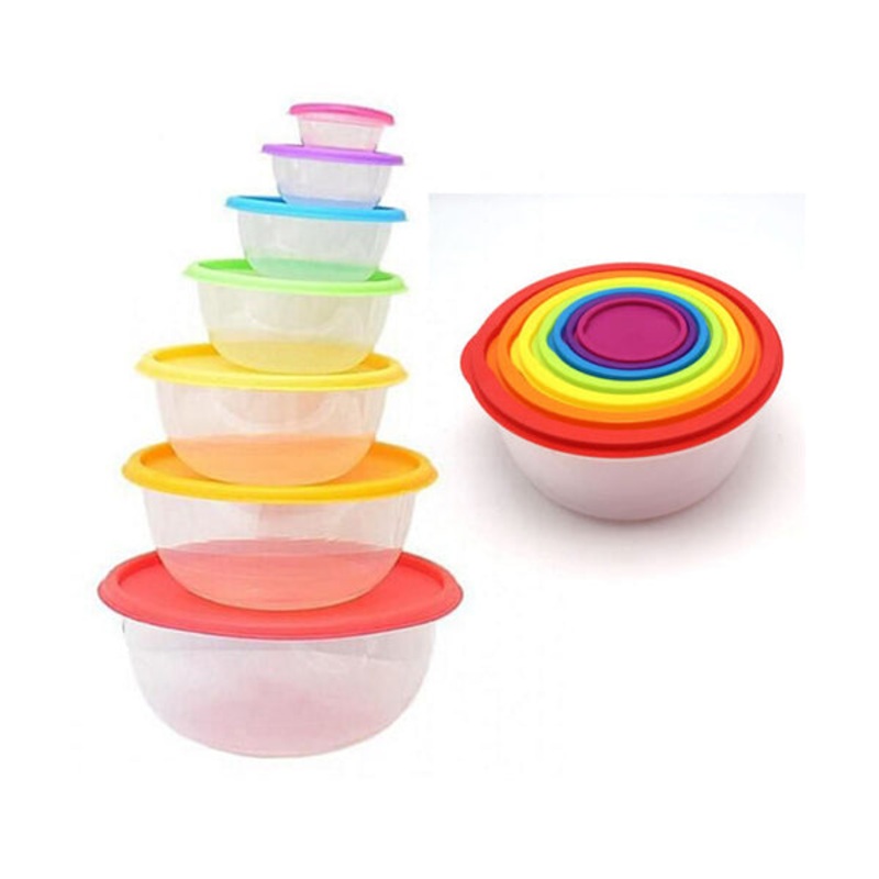 Cool Gift, 7 Pcs Set, Colorful Plastic Food Storage Containers – 93396-1
