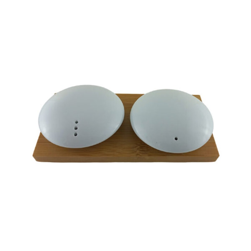 Round Salt & Pepper Set With Bamboo Tray – 10328