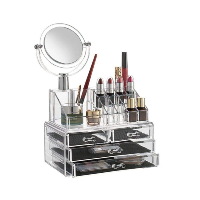 Acrylic Cosmetic Organizer, 3 Drawer Set with Mirror #JN-878 – 89659