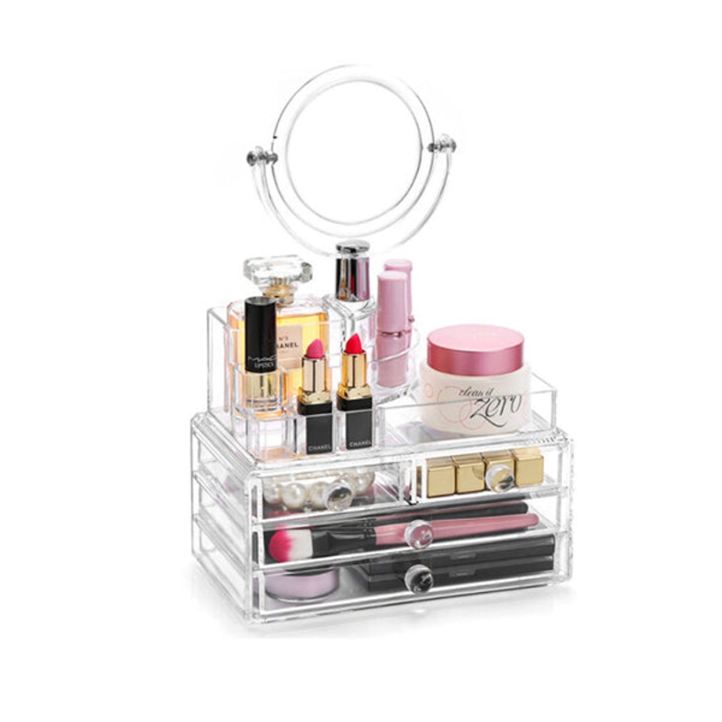 Acrylic Cosmetic Organizer, 4 Drawers With Mirror #8803-11 – 10834