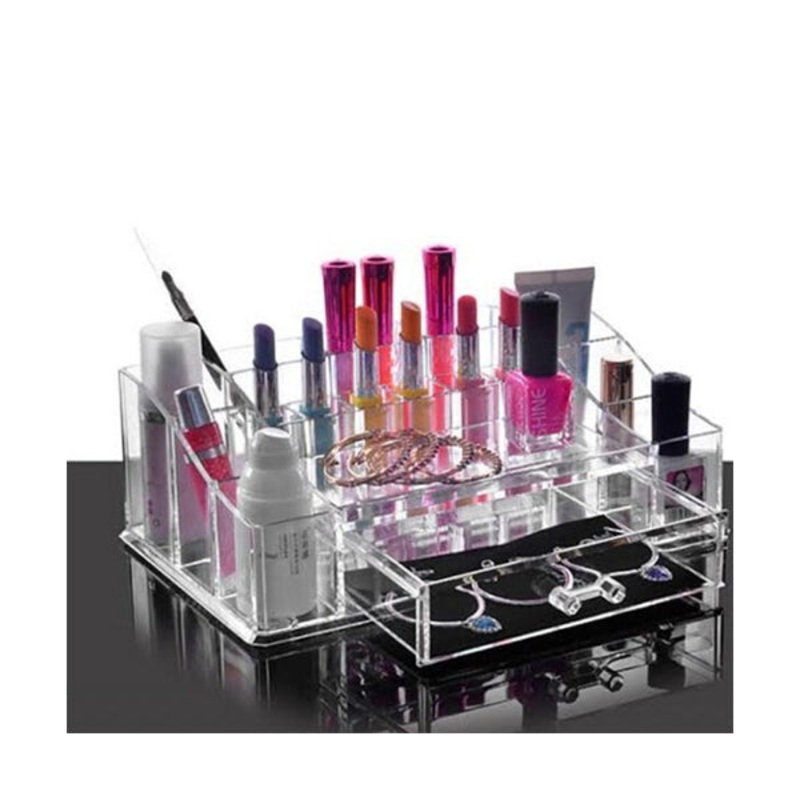 Acrylic Cosmetic Organizer, Tray with Drawer #2219 – 10837