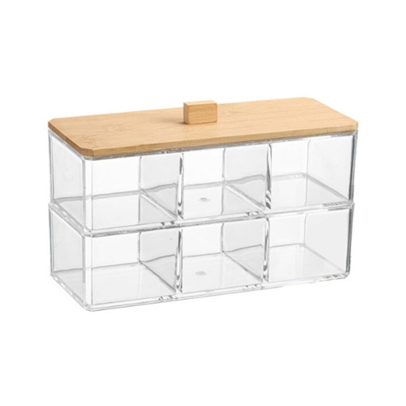 Cotton Swab Containers 2 x Layers with Bamboo Lid – 11148