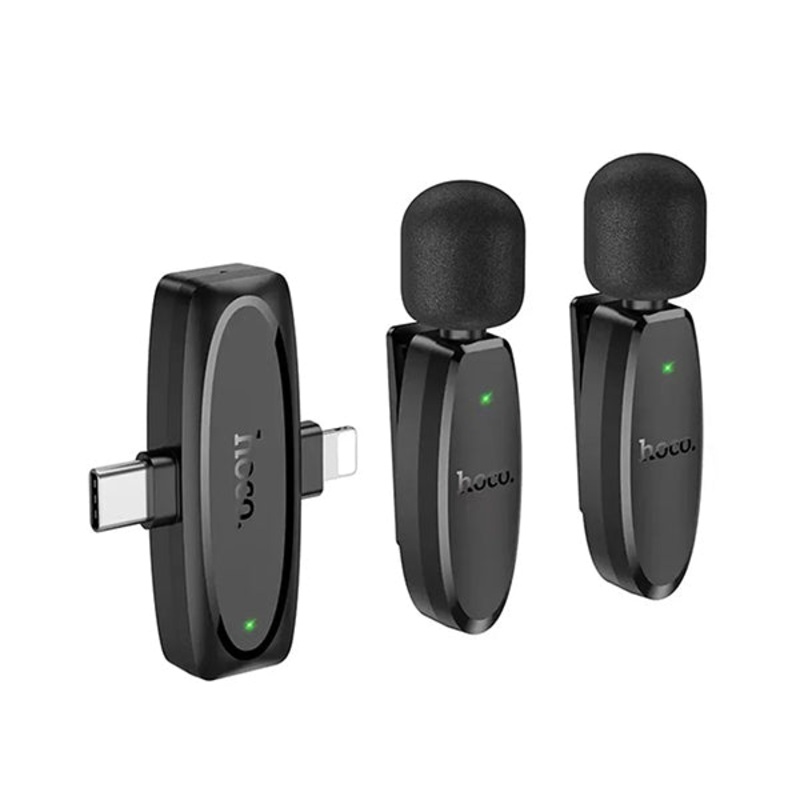 Hoco L15 iP Crystal Lavalier Wireless Digital Dual Microphone Type-C + Lightning