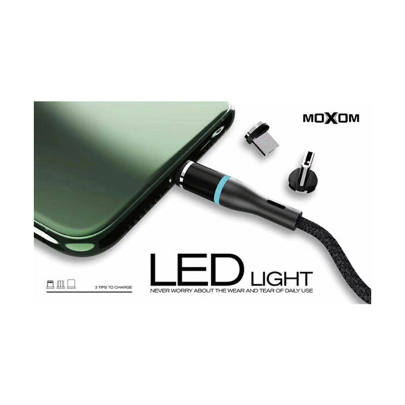 Moxom Almighty Magnetic USB Cable 3-in-1 – MX-CB37, MicroUSB, IOS & Type-C