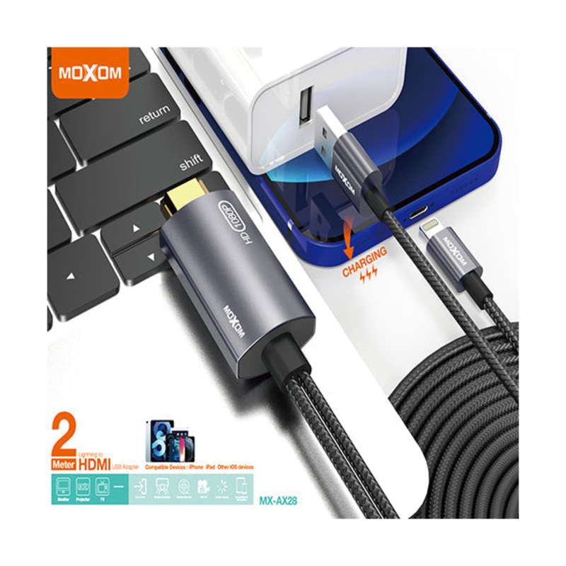 Moxom Lightning to HDMI USB Adapter 2 m MX-AX28