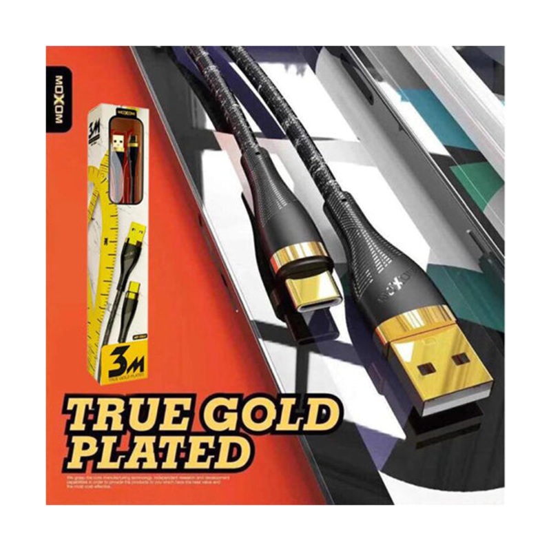 Moxom MX-CB65, True Gold Plate USB Cable 2.4A, 3 Meters