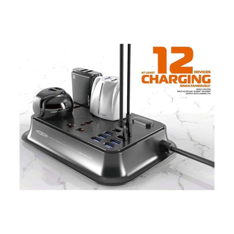 Moxom Smart Power Socket 3.4A 6 USB Ports + 2 Pd Type-C + 4EU – MX-ST07