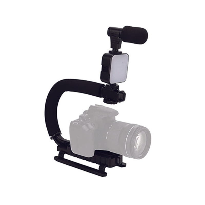 Conqueror Professional Bluetooth Vlogging Microphone with Anti-Shake Bracket and LED Light – AY49U – CVM030