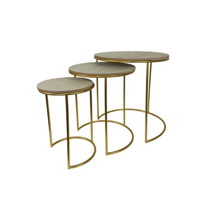 Gold Polished Coffee Table Set of 3 Pcs – 10426-G