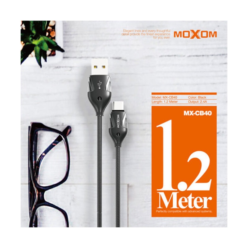 Moxom, 1.2m Mobile Charging & Data Cable – MX-CB40, Type-C, MicroUSB & Lightning