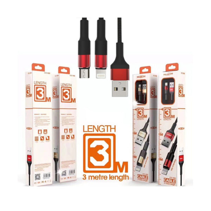 Moxom, 3m Mobile Charging & Data Cable – MX-CC55, IOS & MicroUSB