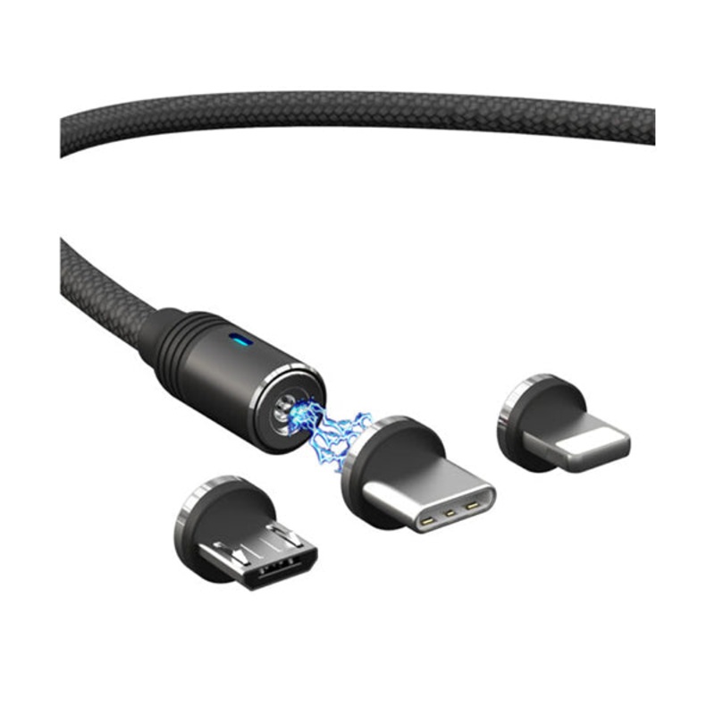 MOXOM MX-CB24, Magnetic USB Charger Cable, MicroUSB, Type-C & Lightning