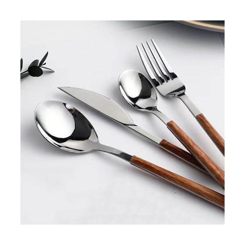 Stainless Steel Cutlery Set With Wood 24-Piece – 10722