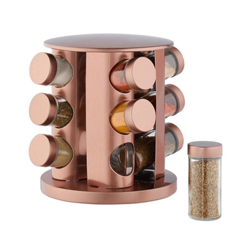 12 Spice Jars Spice Carousel Stainless Steel 360 Rotatable – 10523