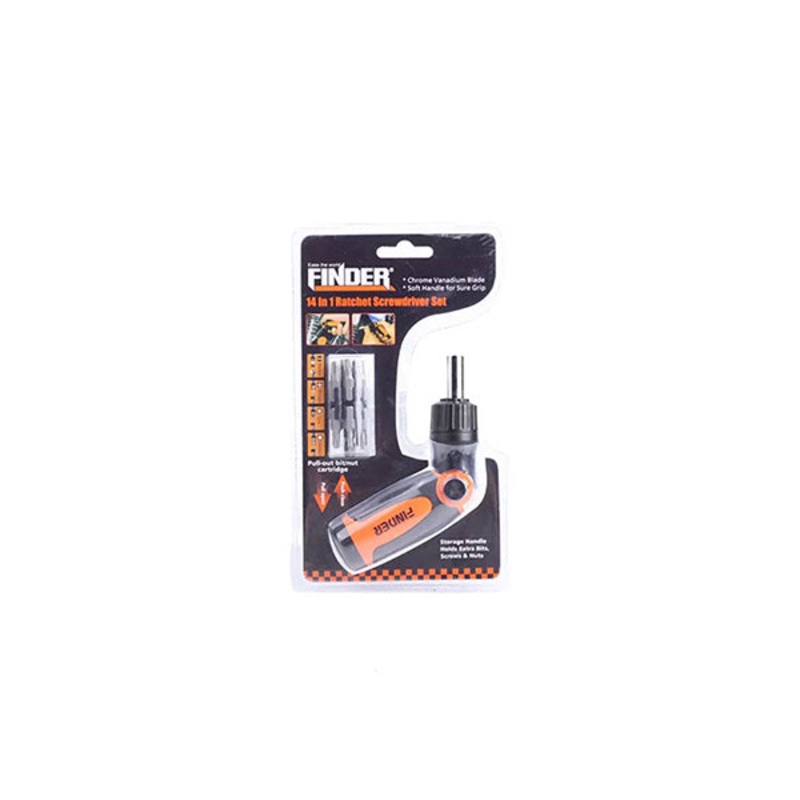 Finder, 14 In 1 Ratchet Screwdriver And Bits Set – 193234