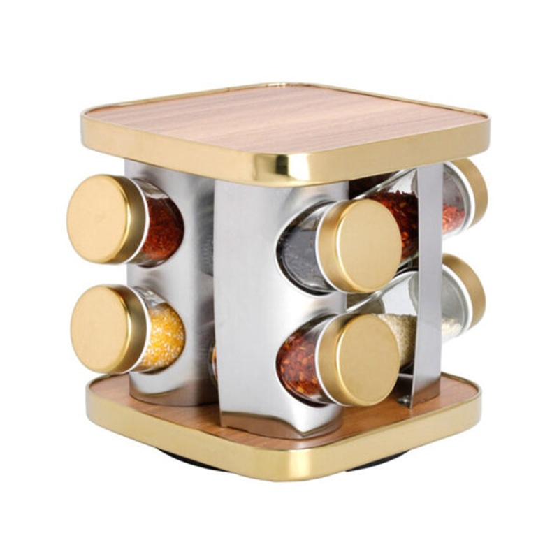 Square JARS Spice Rack Stand Carousel Rotating – 10528