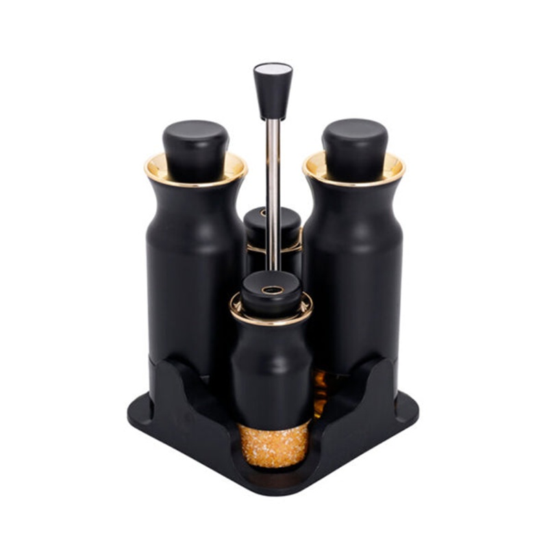 4-Piece Stainless Steel Salt And Pepper Shakers+Oil And Vinegar Cruets – 10515
