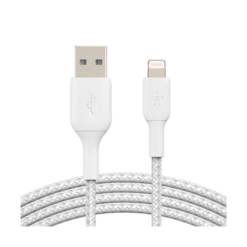 Belkin, CAA002BT2MWH, BoostCharge Braided Lightning to USB-A Cable, 1m / 3.3ft
