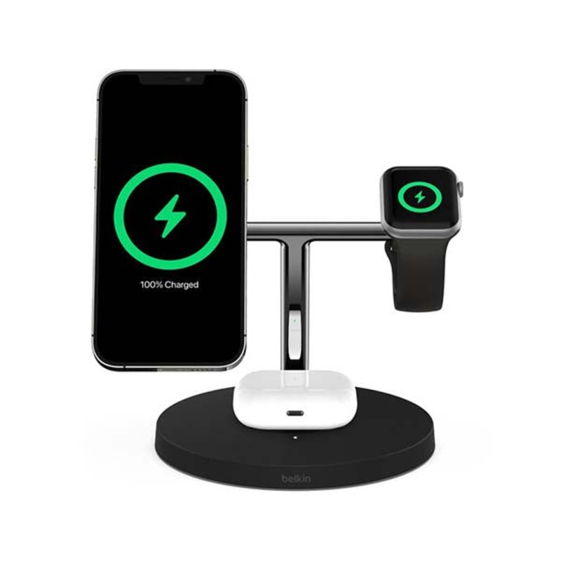Belkin, WIZ009VFBK-APL, BoostCharge Pro 3-in-1 Wireless Charger With MagSafe, 15W