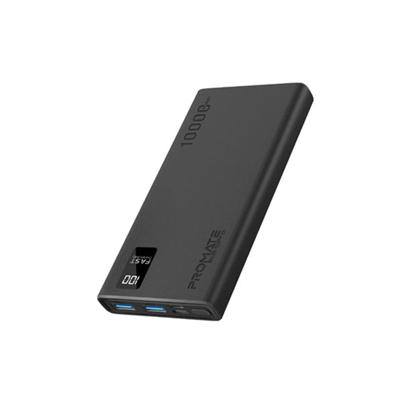 Promate, Bolt-10Pro, 10000mAh Compact Smart Charging Power Bank with Dual USB-A & USB-C Output