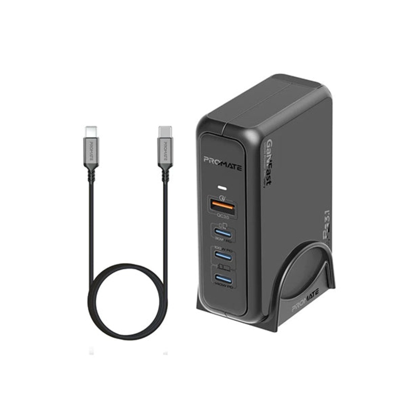 Promate, GaNPort-140W, 140W Super-Speed GaNFast Charging Station with Power Delivery 3.1 & Quick Charge 3.0