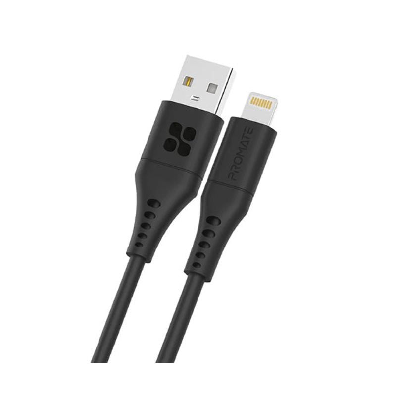 Promate, PowerLink-Ai120, Ultra-Fast USB-A to Lightning Soft Silicon Cable