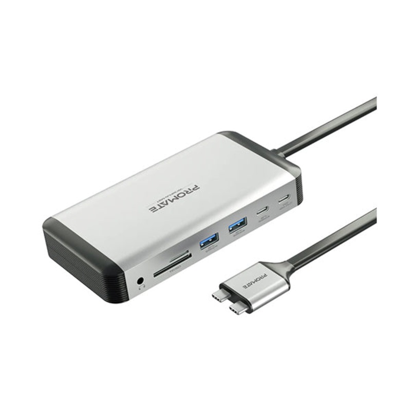 Promate, VersaHub-MST, 13-in-1 MacBook Docking Station with 150W Power Adapter & 4K@60Hz MST Dual Display