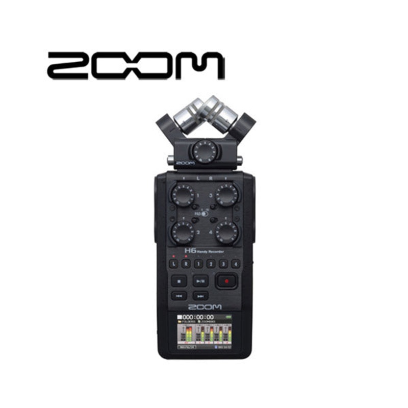 Zoom, H6 All Black 6-Input / 6-Track Portable Handy Recorder with Single Mic Capsule