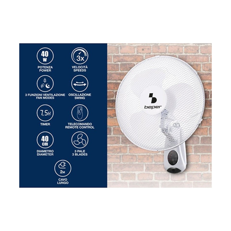 Beper, Wall Fan With Remote Control, P206VEN600
